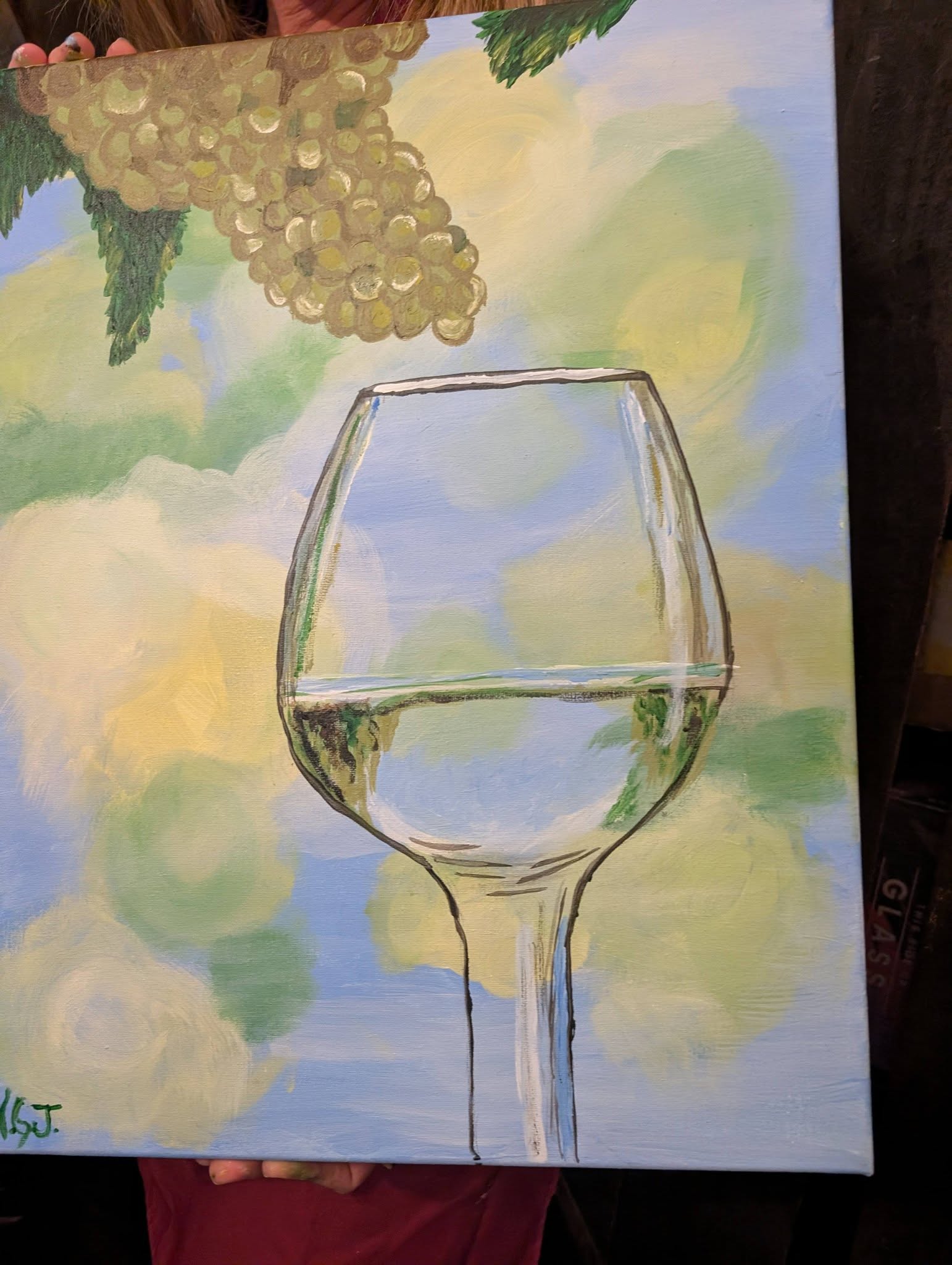 Wine glass painting on canvas