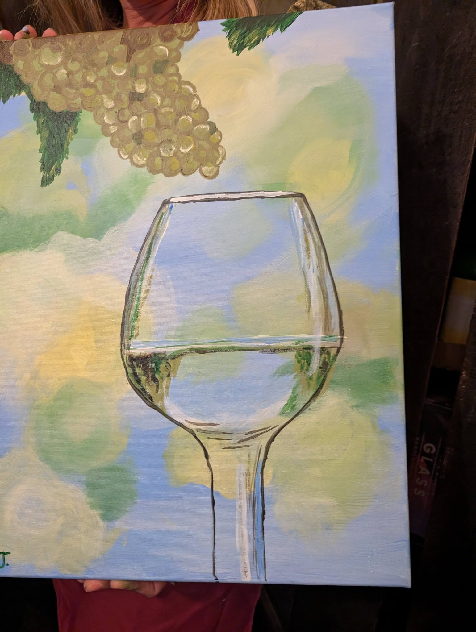 Light wine glass painting on canvas